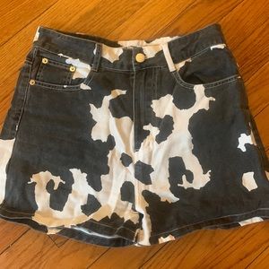 12th Tribe MIDLAND BLACK COW PRINT SHORTS